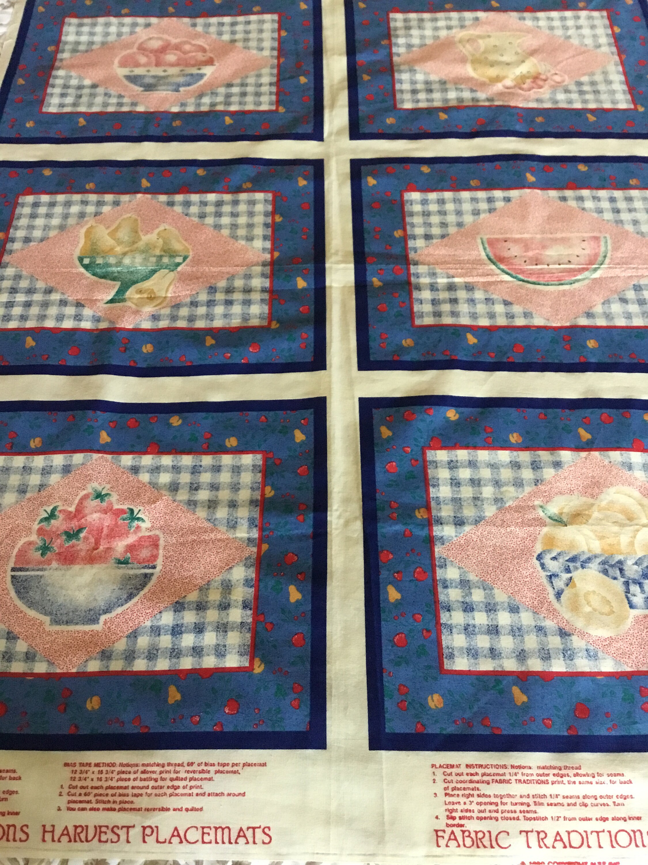 Placemat panel fabric cut and sew fabriccountry farmhouse Etsy