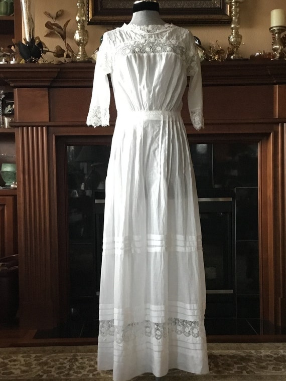 1910s Lawn Wedding Dress*White Lawn Day Dress* Edw
