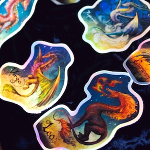 Holografische stickers || Zodiac Draken || Planner, dagboek, Kindle, laptop stickers