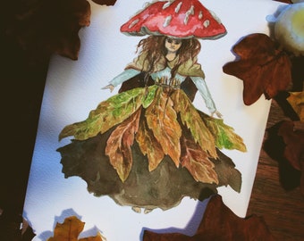 Mushroom Fairy - Watercolor Painting