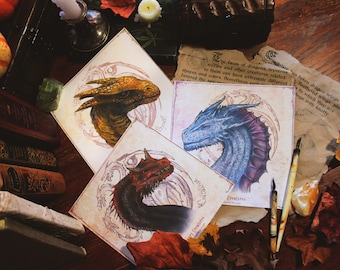 Dragons || Paper Prints || Wall art decor || Fantasy Dragon Prints