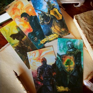 Fantasy Knights || Plasticized Bookmark || Fantasy art || Gift for readers bookclub