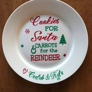 Personalised Santa Stop Here Plastic Plate cookies for santa Christmas eve plate