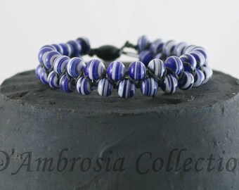 Japanese Swirl, Blue & White Bracelet - ID#00107-B