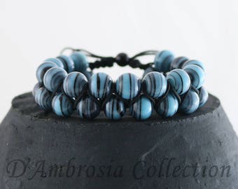 Japanese Swirl, Blue & Black Bracelet - ID#00108-B