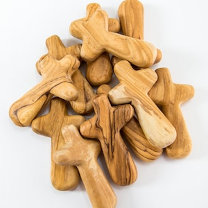 My Caring Cross 10, 25, 100 or 200 Olive Wood Crosses for Wood Crafting, Engraving, Burning, Painting, Sanding and Refinishing