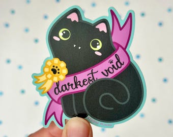 First Place Darkest Void - Award Winning Black Cat - Durable Weather Proof Vinyl Sticker - Cute - Adorable - Funny