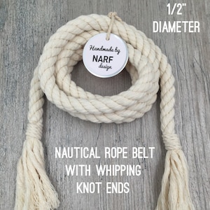 Nautical Rope Belt With Whipping Knot Ends - 1/2" Diameter