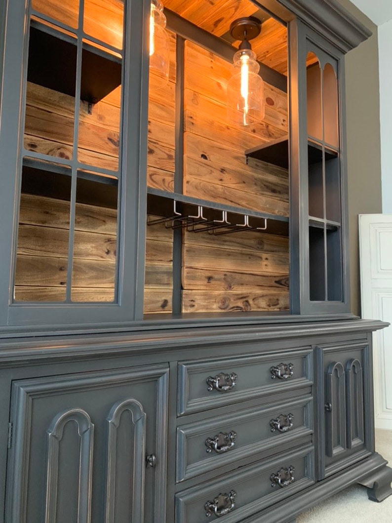Sold Rustic Bar Buffet Hutch Wine Hutch Liquor Etsy