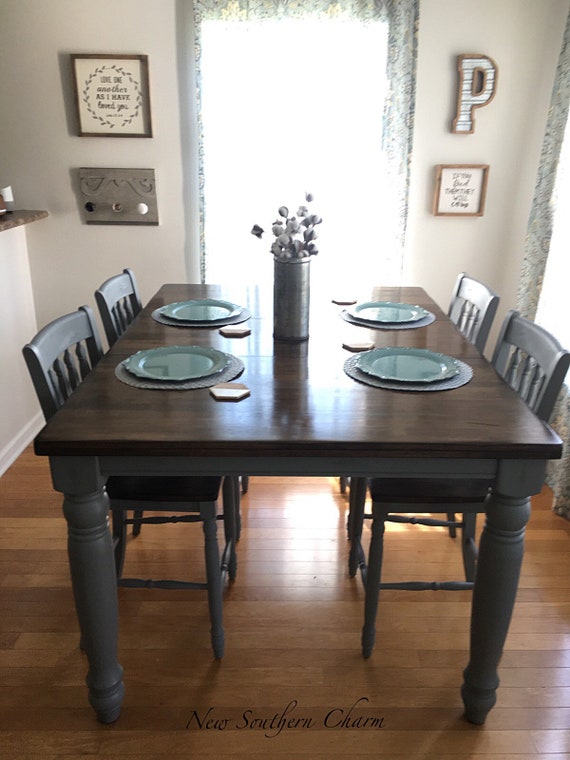 Sold Adjustable Farmhouse Table Counter Height And Chair Set Kitchen Dining