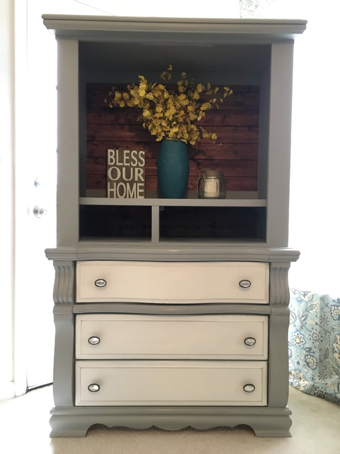 Sold Grey Armoire Dresser Etsy