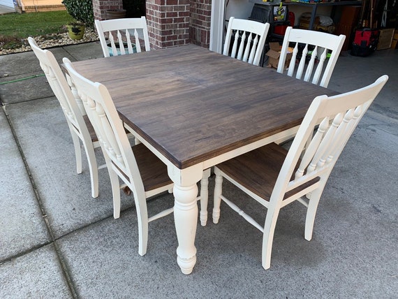 Sale Custom Order Refinished Farmhouse Table And Chairs Etsy