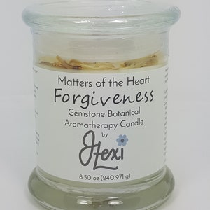Forgiveness gemstone candle,aromatherapy candle, handpoured candle,botanical candle,meditation candle, intention candle, yoga candle, candle