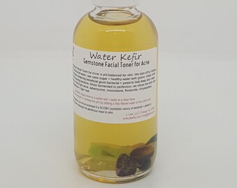 Water Kefir Gemstone Facial Toner for Acne, facial toner, water kefir, gemstones, moonstone, facial cleanser, propbiotic, fermented, kefir