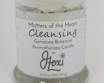 Cleansing Sage + Selenite Intention Candle, sage candle, selenite candle, intention candle,crystal candle,herbal candle,candle,smudge candle