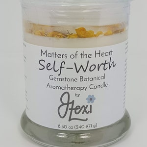 Self-Worth gemstone candle, intention candle, crystal candle, hand-poured candle, meditation candle, self-love candle, yoga candle, candle