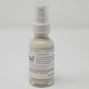 Sea Moss + Collagen Facial Serum, sea moss, collagen, facial serum, skin care, serum, fermentation, probiotic skin care, healthy skin,
