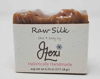 Raw Silk, face bar, body bar, natural soap, silk soap, exfoliating soap, facial soap, milk soap, sugar soap, body soap, handmade soap