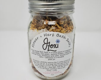 Flower + Herb Bath Salts, bath soak, bath salts, magnesium, black lava salt, lavender soap, salt bath, herbal bath, lavender, rosemary