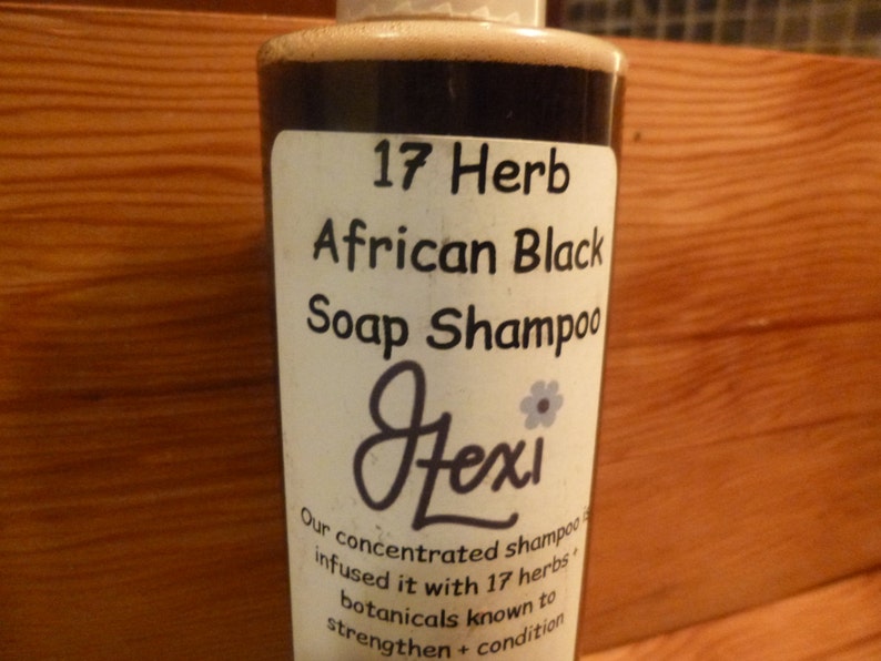 17 Herb African Black Soap Shampoo, Black Soap Shampoo, Herbal Shampoo, Conditioning Shampoo, African Black Soap Shampoo, Black Soap, poo image 4