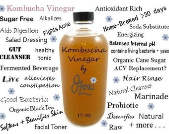 Kombucha-Essig (Grüner Tee), fermentiertes Elixier, roher Kombucha, fermentierter Tee, Darmgesundheit, probiotisches Getränk, doppelte Probiotika, gute Bakterien