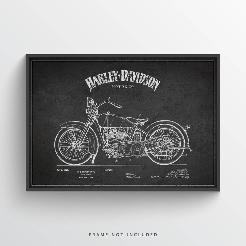 1928 Harley Davidson Patent Wall Art Poster Harley Davidson | Etsy