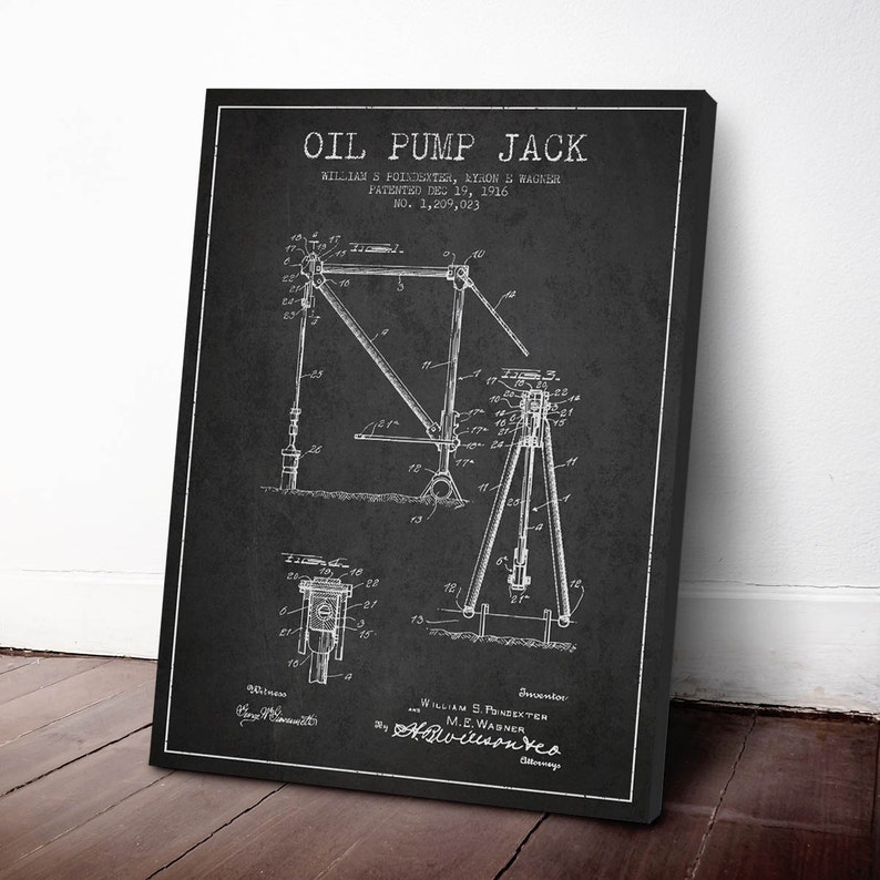 1916 Oil Pump Jack Patent Canvas Print Wall Art Home Decor Etsy