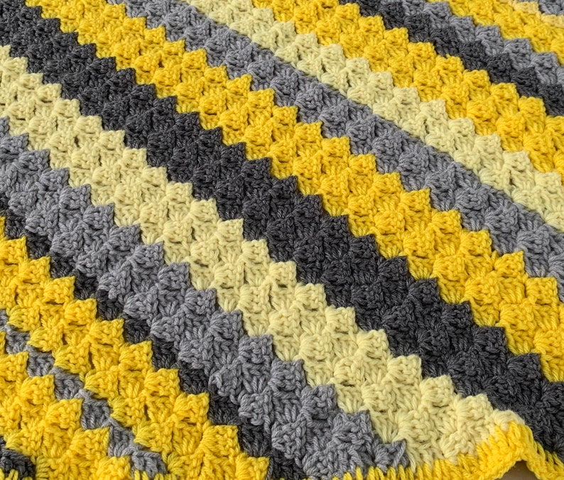 Baby Blanket Neutral Colors Crochet Gray and Yellow Blanket Etsy