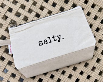 Salty Cosmetic Bag | Canvas Zipper Pouch | Coastal Makeup Bag | Beach Travel Pouch | Cape Cod Gift | Salty Gift for Her