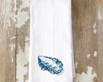 Popponesset MA Oyster Tea Towel | Cape Cod Kitchen Towel | New Seabury Gift | Mashpee MA Beach House Decor | Coastal Hostess Gift