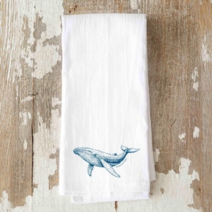 Whale Tea Towel, Coastal Gift, Coastal Hostess Gift, New England Gift, Cape Cod Housewarming Gift, Coastal Christmas Gift