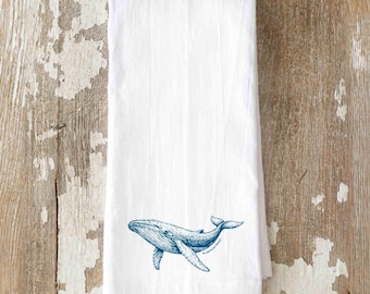 Whale Tea Towel, Coastal Gift, Coastal Hostess Gift, New England Gift, Cape Cod Housewarming Gift, Coastal Christmas Gift