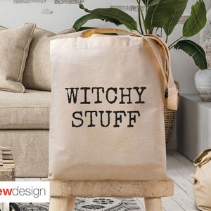 Witchy Stuff Tote Bag, Funny Witch Bag, Funny Halloween Bag, Witchcraft Bag, Pagan Goth Bag, Black Magic, Funny Witch Gift, Salem MA Bag