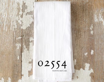 Nantucket Zip Code Tea Towel, Nantucket Gift, Nantucket Hostess Gift, Nantucket Housewarming Gift, Christmas Gift, New Home Gift