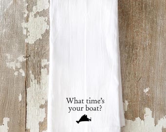 Martha's Vineyard What time’s your boat Tea Towel, MV Ferry, Marthas Vineyard Gift, Christmas Gift