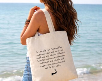 Cape Cod Tote Bag, Cape Cod Souvenir, Coastal Beach Bag, Cape Cod Gift, Sunshine and sandcastles Beach bag