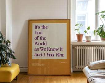 It's the End of the World typografieprint, jaren 90 muurkunst (digitale download)