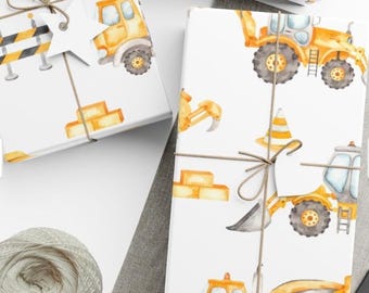 Construction Vehicles Wrapping Paper Sheets