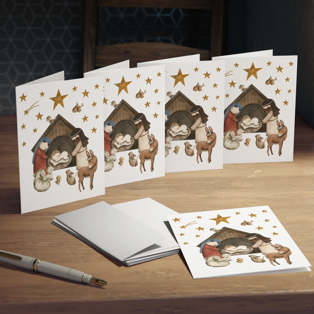 Christmas Nativity Scene Greeting Cards 5pack Etsy