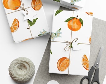 Orange Fruit Wrapping Paper Sheets, Little Cutie Baby Shower Theme, Main Squeeze Wedding Bridal Shower, Oranges, Citrus, Clementines