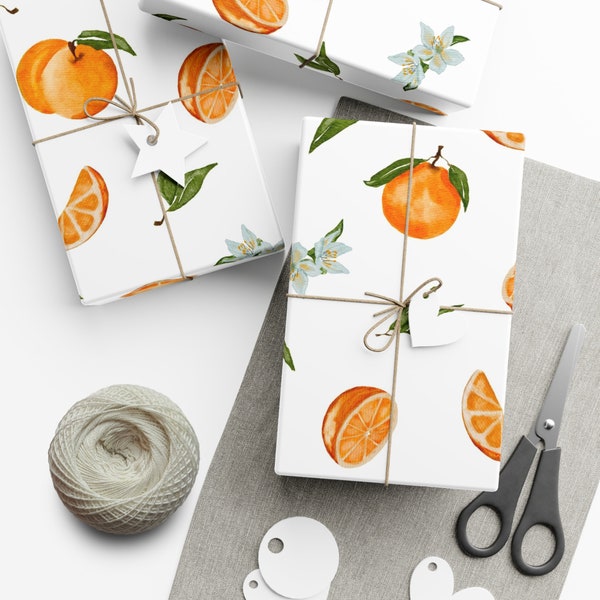 Orange Fruit Wrapping Paper Sheets, Little Cutie Baby Shower Theme, Main Squeeze Wedding Bridal Shower, Oranges, Citrus, Clementines