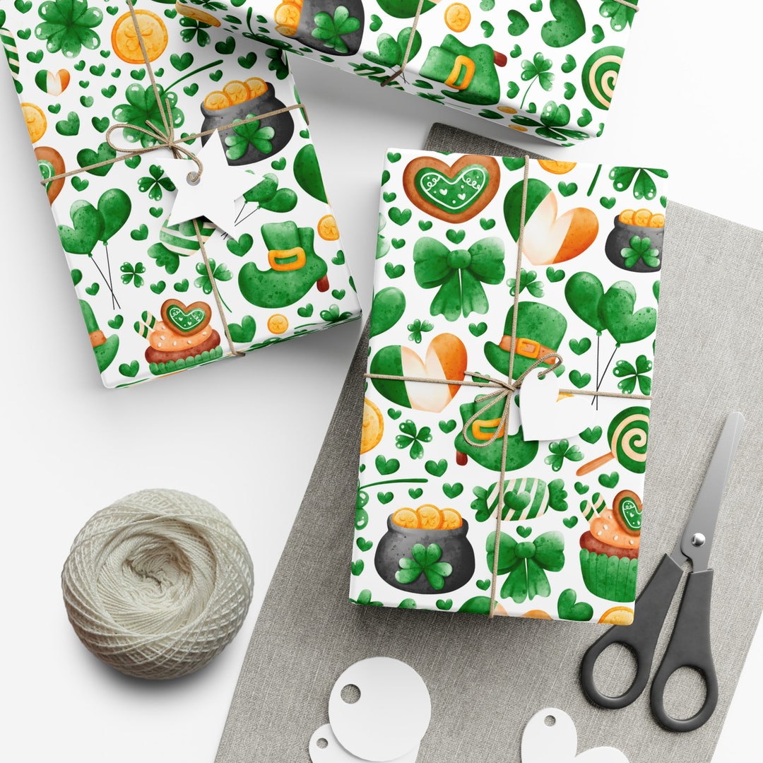 Saint Patricks Day Wrapping Paper Sheets, Irish, Little Shamrock Theme ...