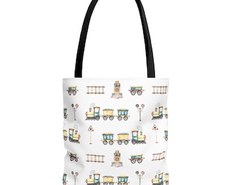 Steam Train Tote Bag, Gift Bag, Book Bag