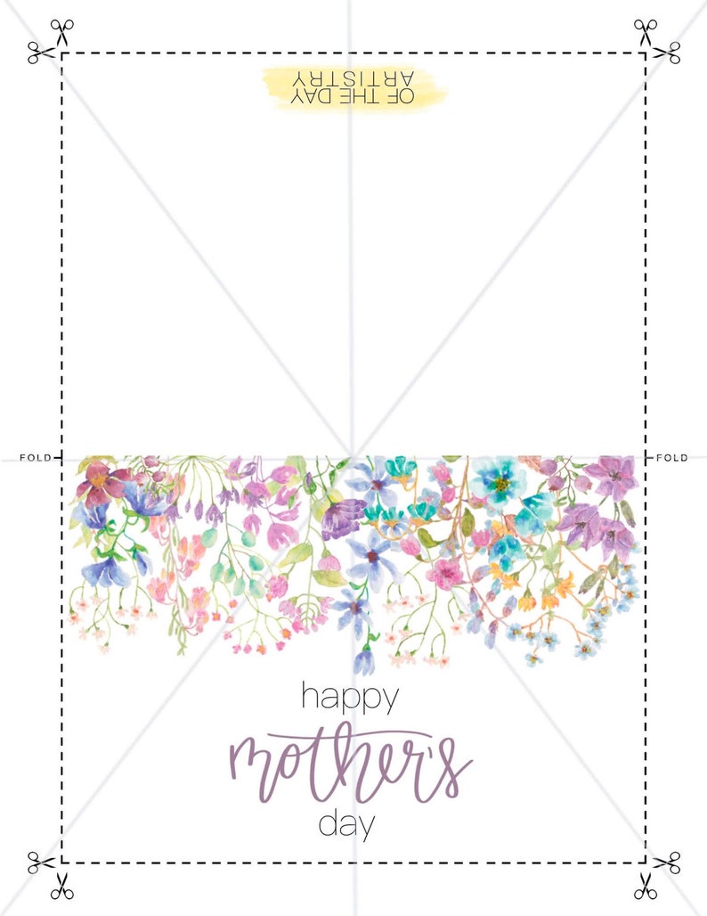 5x7 Happy Mother's Day Card, Printable Mothers Day Card, Watercolor ...