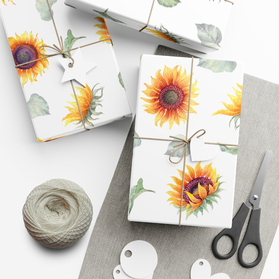 Sunflower Wrapping Paper Sheets, Little Sunflower Baby Shower Theme