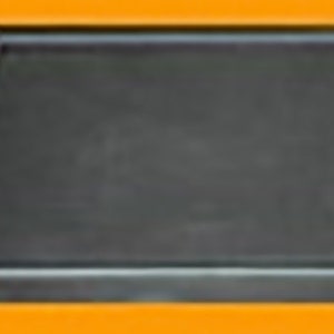 May include: A black rectangular tray with a slightly raised edge.