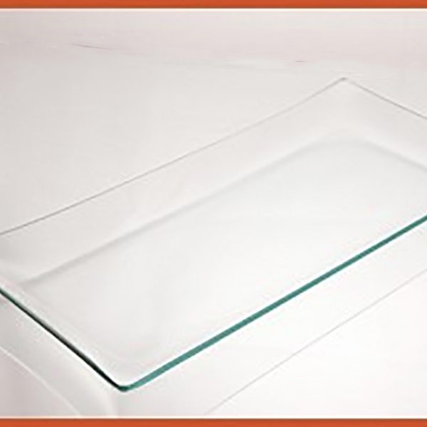 6 x 12 Inch Rectangle Bent Clear Glass Plate 1/8 thick- Rectangle Glass Plate for Decoupage, Glass Supplies for Crafts, Decorate Glass Tray