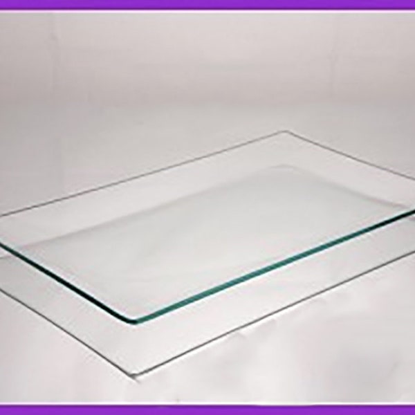6 x 10 Inch Rectangle Shallow Bent Clear Glass Plate 1/8 thick with - Rectangle Glass Plate for Decoupage, Glass Supplies for Crafts or Arts