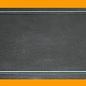 May include: A clear glass tray with a silver frame. The tray is rectangular and has a smooth surface.