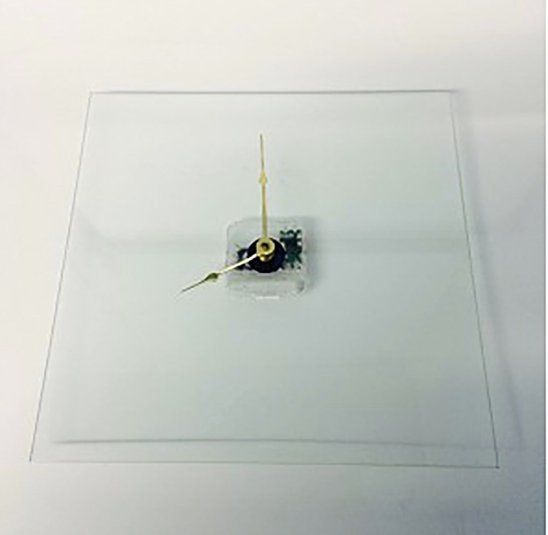 11 Inch Square Clear Glass Clock Face 1/8 Thick Mechanism Included